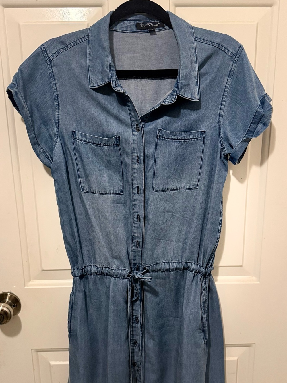 Velvet Heart Light Blue Denim Midi Shirt Dress